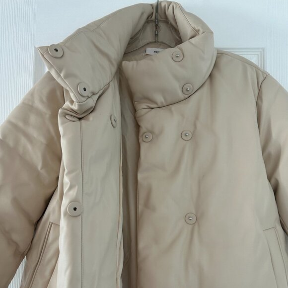 Mango Cream Faux Leather Puffer Jacket - Picture 2 of 5